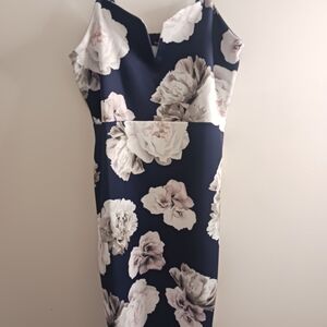 Boohoo Dress Strapless Dress with White and Pink Floral Pattern 18